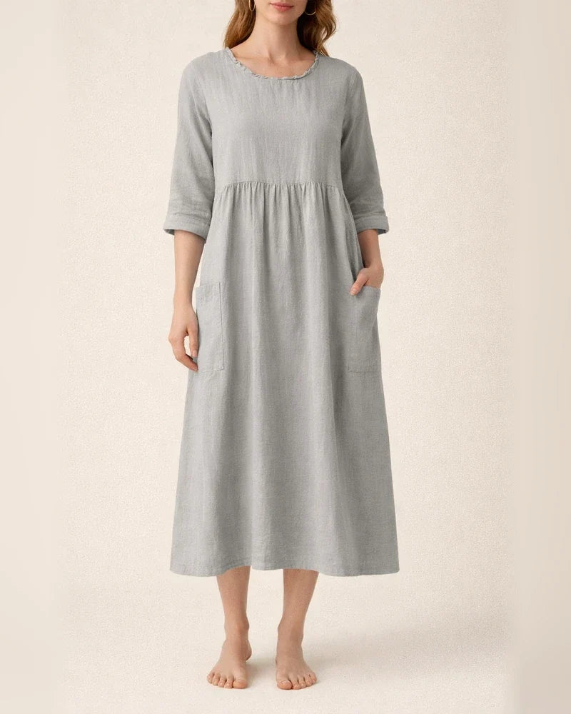 Women's Mid-length Dresses Women's Solid Color Five-part Sleeve / Mid-sleeve Mid-length Dress 3/4 Sleeve Round Neck Dress Casual Dress | JRSEE:4804b4f3-e420-482b-8122-c14b7a748d32