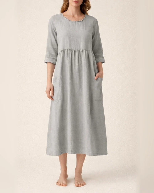 Women's Mid-length Dresses Women's Solid Color Five-part Sleeve / Mid-sleeve Mid-length Dress 3/4 Sleeve Round Neck Dress Casual Dress | JRSEE:4804b4f3-e420-482b-8122-c14b7a748d32