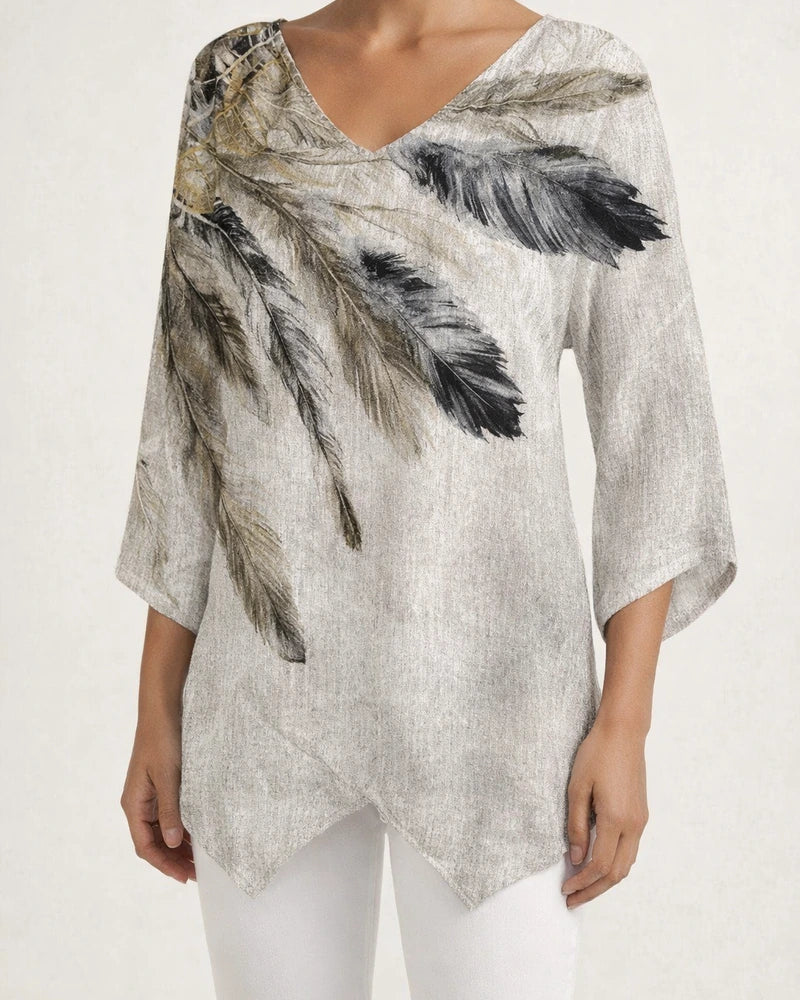 Women's New 3D Printed Natural Scenery V-neck Nine-minute Sleeve Loose Shirt | JRSEE:f7d69346-0ab2-45b9-821a-03ed9a769402