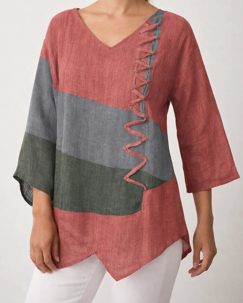 Women's New Arrival Casual Fashion Loose-Fit Long-Sleeve V-Neck Printed T-Shirt Top | JRSEE:401615de-0ad0-443f-888b-5fb0d5b0a798