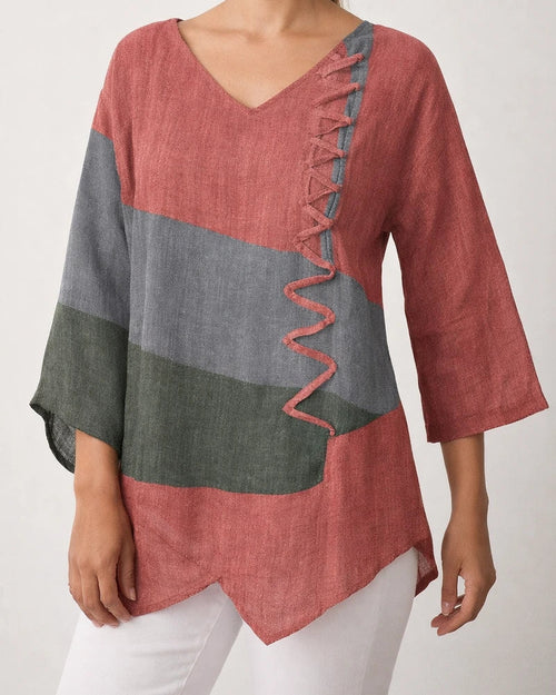 Women's New Arrival Casual Fashion Loose-Fit Long-Sleeve V-Neck Printed T-Shirt Top | JRSEE:401615de-0ad0-443f-888b-5fb0d5b0a798