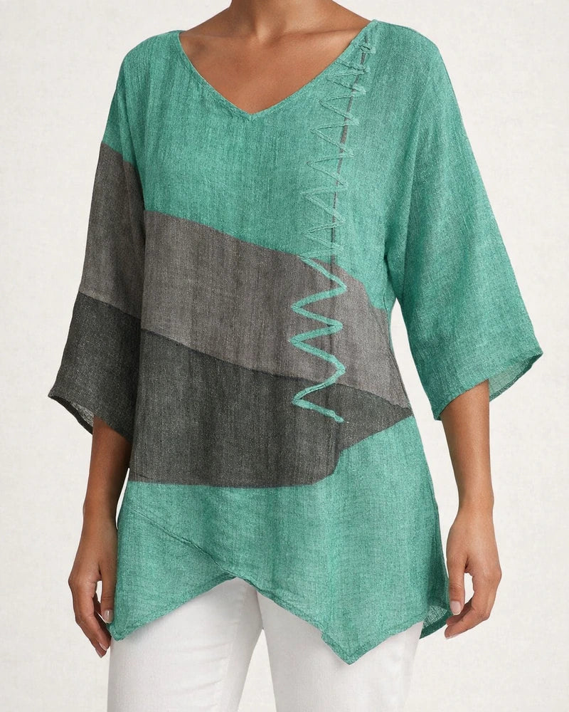 Women's New Arrival Casual Fashion Loose-Fit Long-Sleeve V-Neck Printed T-Shirt Top | JRSEE:efe18456-670a-4b98-a9a6-8ad68f835d6b