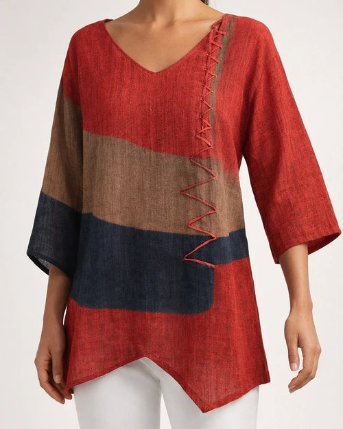 Women's New Arrival Casual Fashion Loose-Fit Long-Sleeve V-Neck Printed T-Shirt Top | JRSEE:726ed56e-f042-4de4-938e-ad70d0c3970a