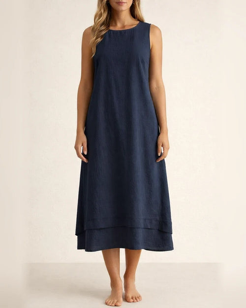 Women's New Arrival Dress Crew Neck Solid Color Sleeveless Summer Dress | JRSEE:a362cf05-776c-4f5d-b88a-806a9a2a041e