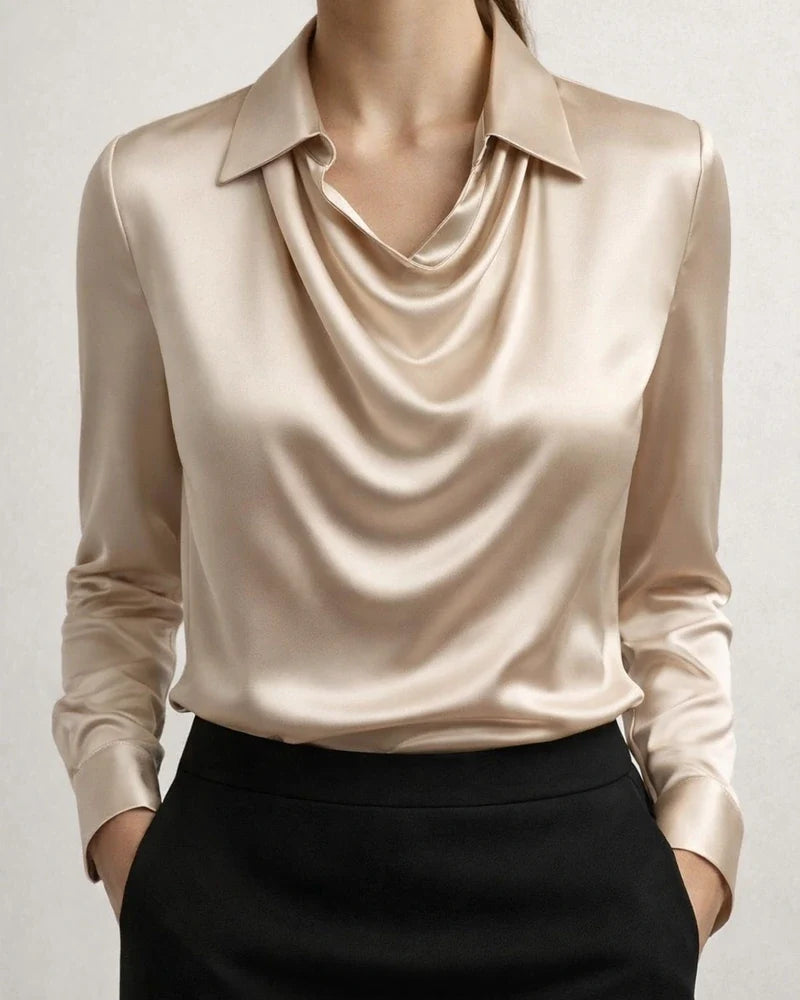 Women's New Arrival Elegant Simple Spread Collar Shirt Collar Ladies Rayon Top | JRSEE:8c40bc89-05bb-4bad-ae76-bbde426f4c8a