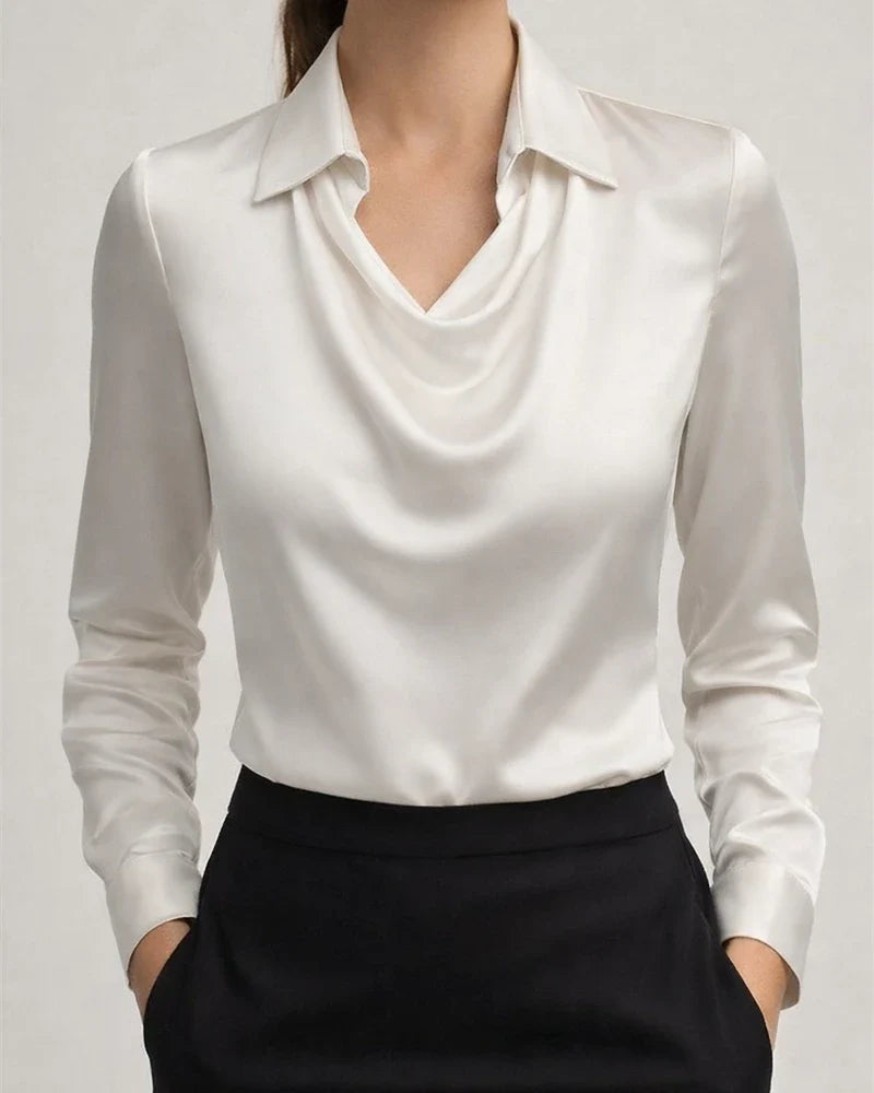 Women's New Arrival Elegant Simple Spread Collar Shirt Collar Ladies Rayon Top | JRSEE:174152fc-3ece-449e-90f2-c4824702437a