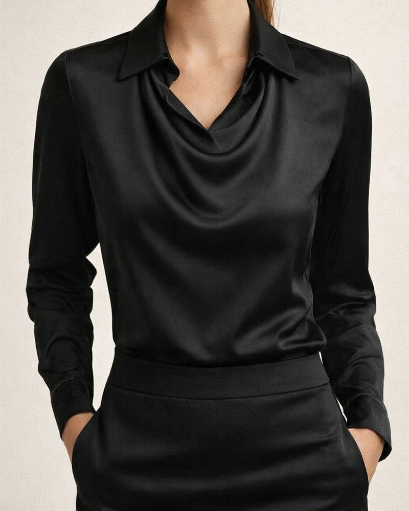 Women's New Arrival Elegant Simple Spread Collar Shirt Collar Ladies Rayon Top | JRSEE:b64bb579-c925-4c58-9637-a20973004704