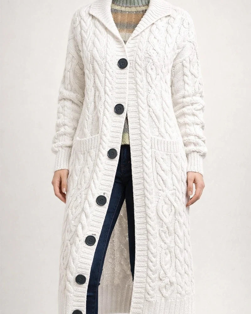 Women's New Arrival Fall/Winter Sweater Knit Cardigan Cable-Knit Mid-Length Coat | JRSEE:7def2c8a-a2f8-45ee-bc11-e10d0927d848