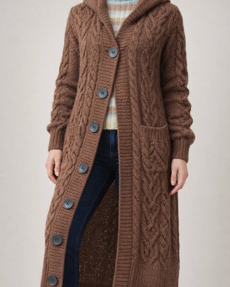 Women's New Arrival Fall/Winter Sweater Knit Cardigan Cable-Knit Mid-Length Coat | JRSEE:24068bac-3ef7-4189-ad58-d2a12b071e82