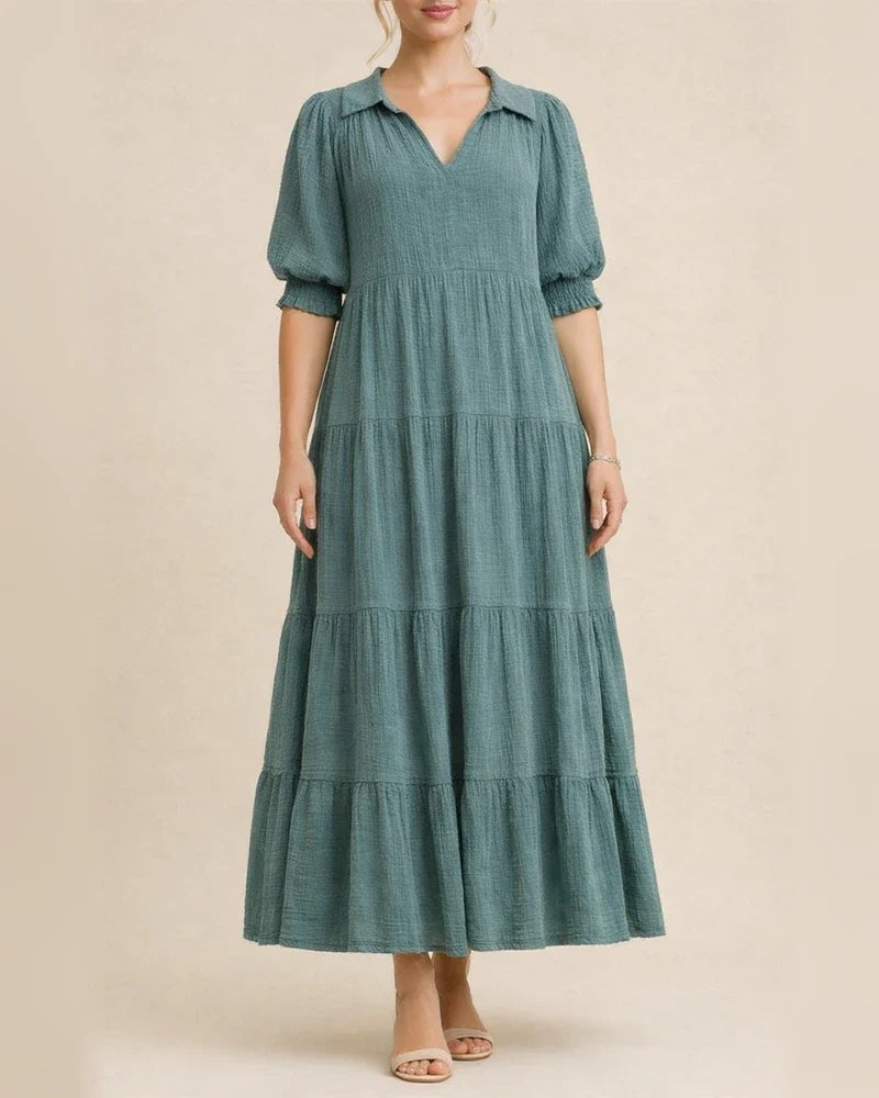 Women's New Arrival Fashionable Comfortable Mid-Sleeve V-Neck Layered Dress | JRSEE:93334f0c-eefb-43aa-82b8-8a2413c7d5d3