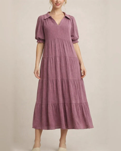 Women's New Arrival Fashionable Comfortable Mid-Sleeve V-Neck Layered Dress | JRSEE:f573c442-84ee-4ea7-aba4-9e50ae487091