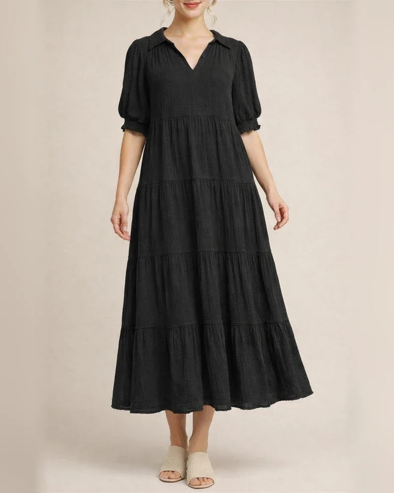Women's New Arrival Fashionable Comfortable Mid-Sleeve V-Neck Layered Dress | JRSEE:66c08a4d-5323-496a-b800-6e6cc0edbf13