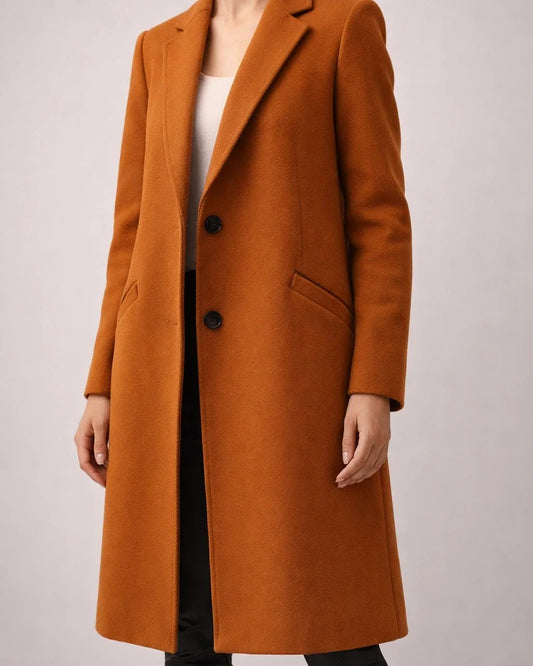 Women's New Arrival Solid Color Mid-Length Wool Coat with Lapel Collar for Fall/Winter | JRSEE:ea99f693-bc6a-49c8-8c17-6988201ec1eb