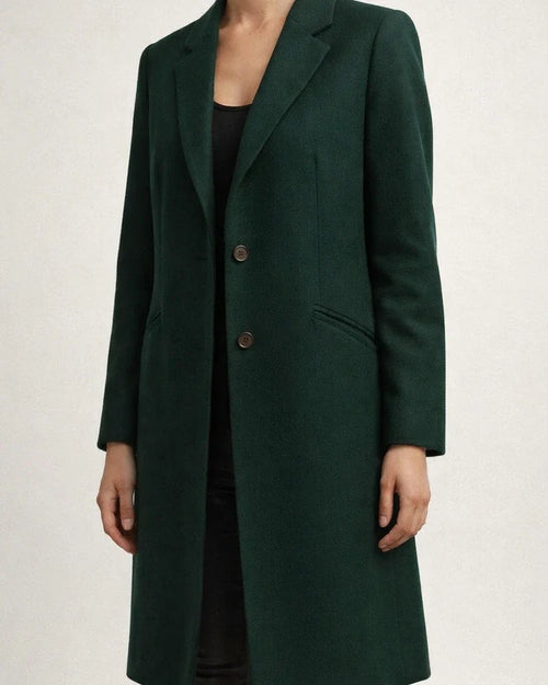 Women's New Arrival Solid Color Mid-Length Wool Coat with Lapel Collar for Fall/Winter | JRSEE:7be550d7-1eeb-41f0-8400-f010df1c1990