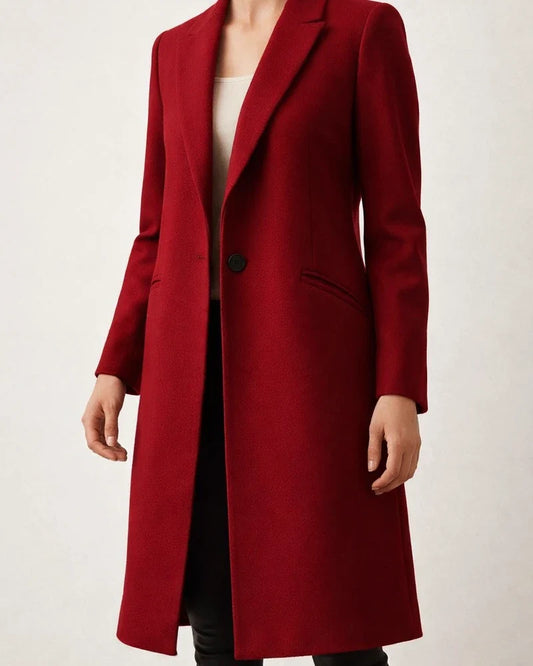 Women's New Arrival Solid Color Mid-Length Wool Coat with Lapel Collar for Fall/Winter | JRSEE:d5887949-05a1-4b86-b5d4-a570ab211925