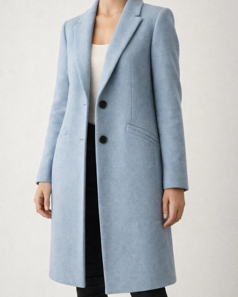 Women's New Arrival Solid Color Mid-Length Wool Coat with Lapel Collar for Fall/Winter | JRSEE:5da9ee75-0019-467e-a412-b1a671317521