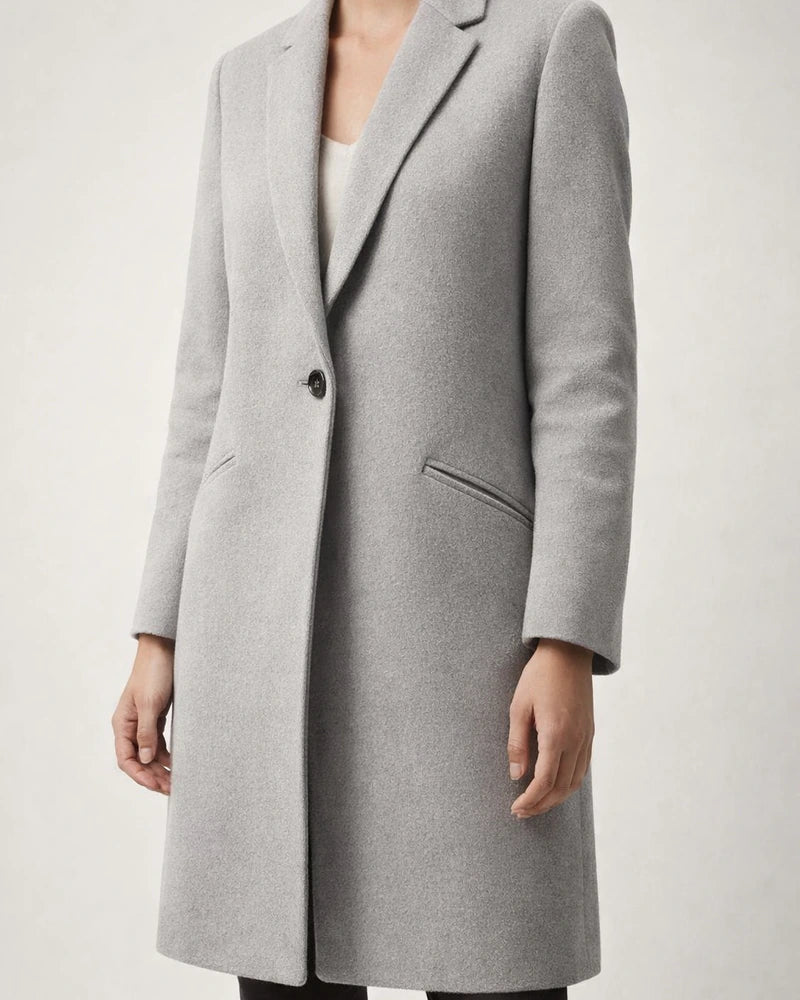 Women's New Arrival Solid Color Mid-Length Wool Coat with Lapel Collar for Fall/Winter | JRSEE:1ab1f0a5-0ebe-44ba-a0b4-419863346890