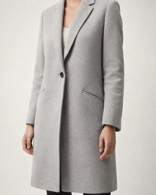 Women's New Arrival Solid Color Mid-Length Wool Coat with Lapel Collar for Fall/Winter | JRSEE:1ab1f0a5-0ebe-44ba-a0b4-419863346890