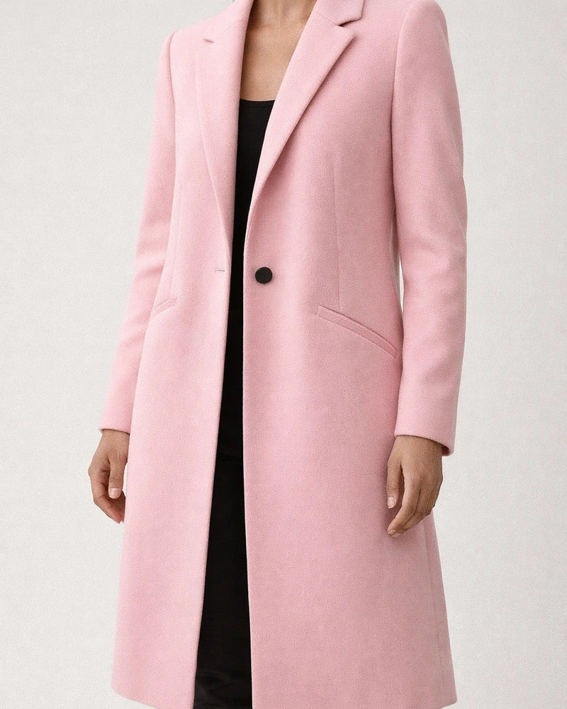 Women's New Arrival Solid Color Mid-Length Wool Coat with Lapel Collar for Fall/Winter | JRSEE:6a141cc7-634a-474f-a276-1f92ea167623