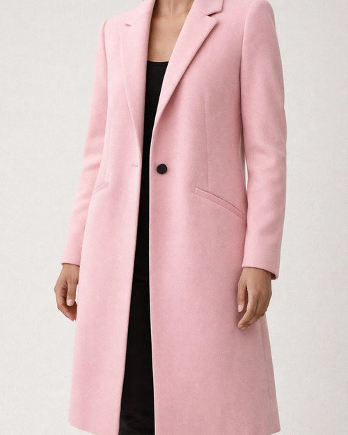 Women's New Arrival Solid Color Mid-Length Wool Coat with Lapel Collar for Fall/Winter | JRSEE:6a141cc7-634a-474f-a276-1f92ea167623