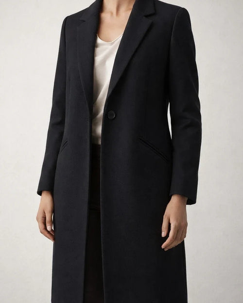 Women's New Arrival Solid Color Mid-Length Wool Coat with Lapel Collar for Fall/Winter | JRSEE:7d527eff-49da-4f53-987e-48a36d97f4d6