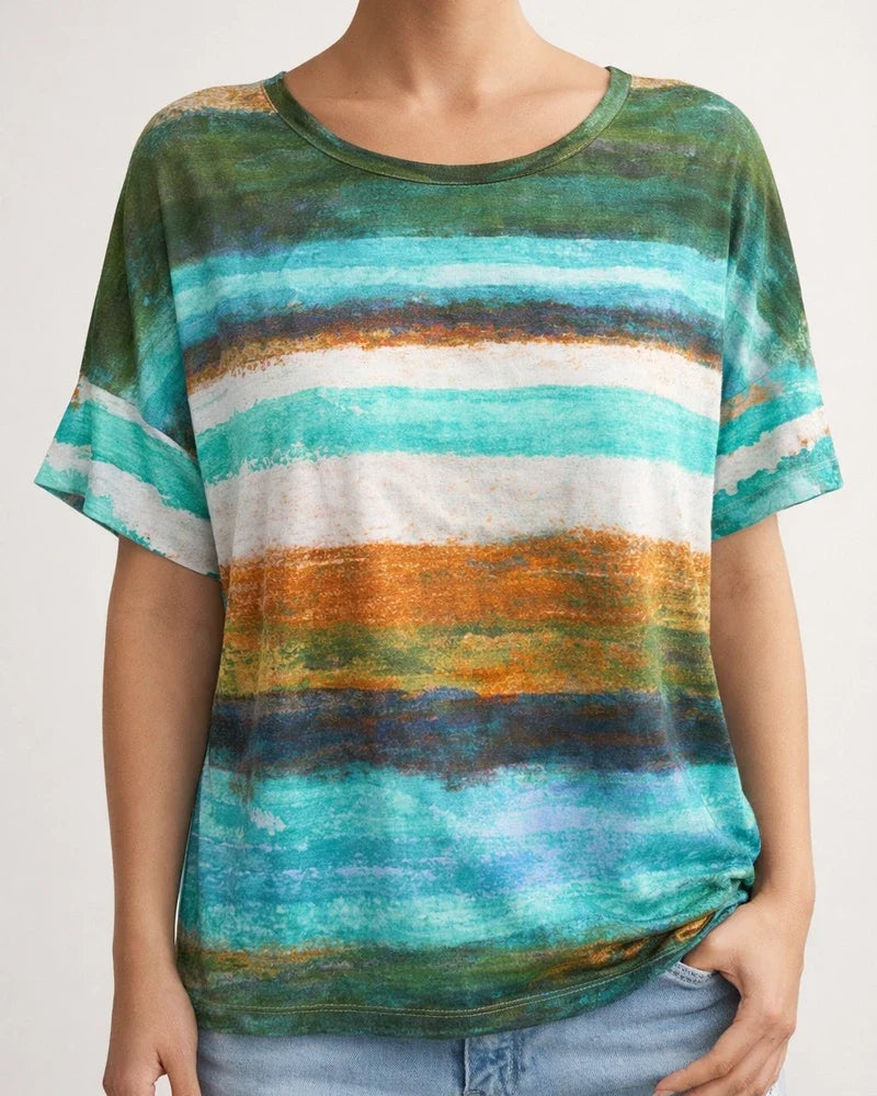 Women's New Arrival Summer Rainbow Gradient Short Sleeve T-Shirt | JRSEE:56f823ba-91cb-492e-805c-8d2f493bad6e