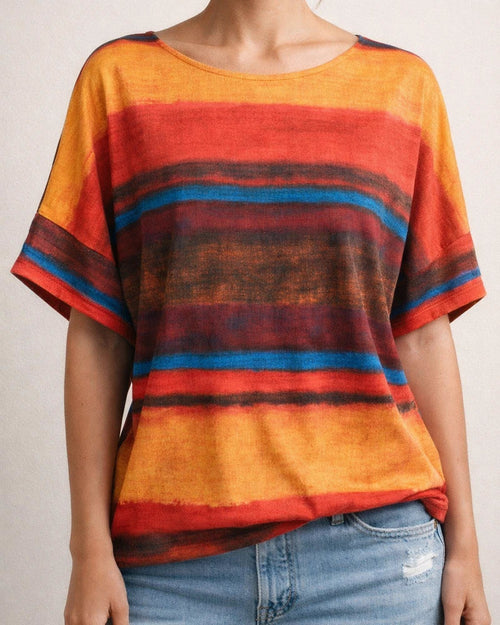 Women's New Arrival Summer Rainbow Gradient Short Sleeve T-Shirt | JRSEE:d560ad54-4330-42cc-9f37-fbc2008cbda6