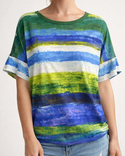 Women's New Arrival Summer Rainbow Gradient Short Sleeve T-Shirt | JRSEE:eb2895df-07d4-4a58-a2af-3d0e29b5951e