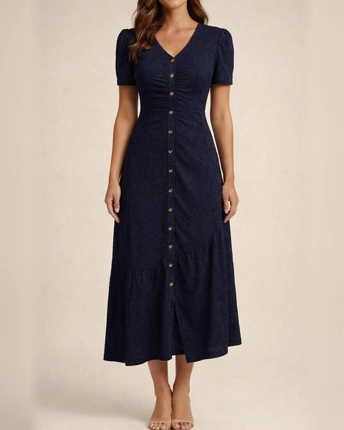 Women's New Arrival Summer V-neck Short-Sleeve Fashionable Asymmetrical Dress | JRSEE:e22edc98-d9bf-4698-b3e4-9ee698c6b27b