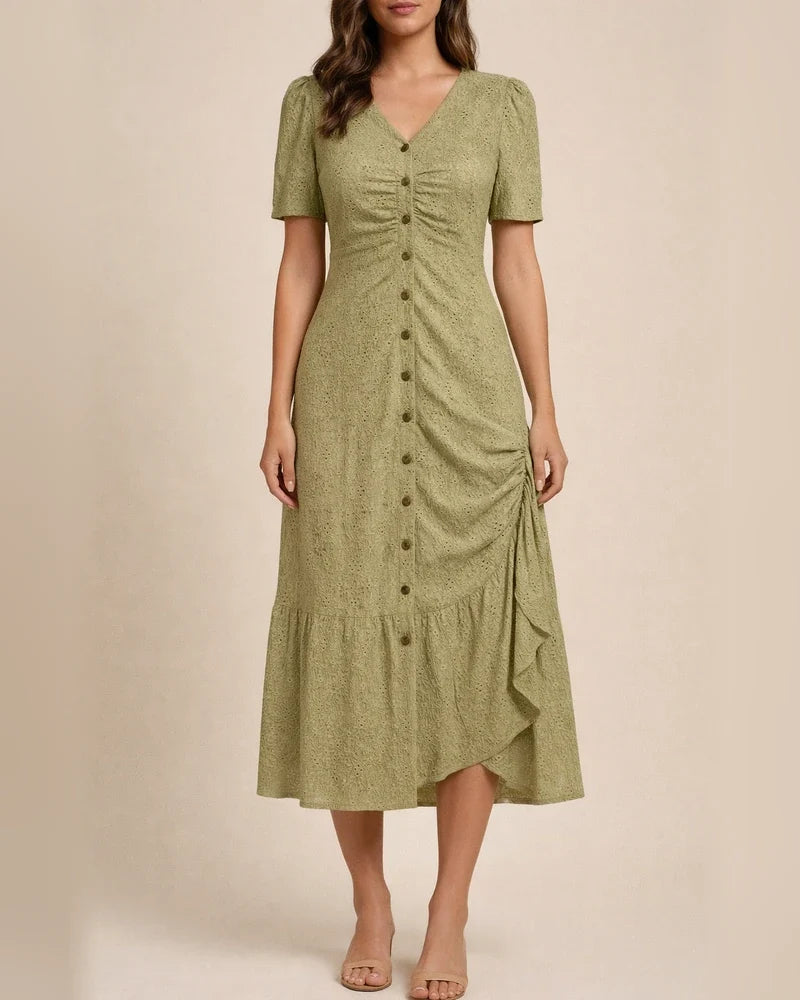 Women's New Arrival Summer V-neck Short-Sleeve Fashionable Asymmetrical Dress | JRSEE:63776150-986c-4fe0-a19c-08b32a42a61f
