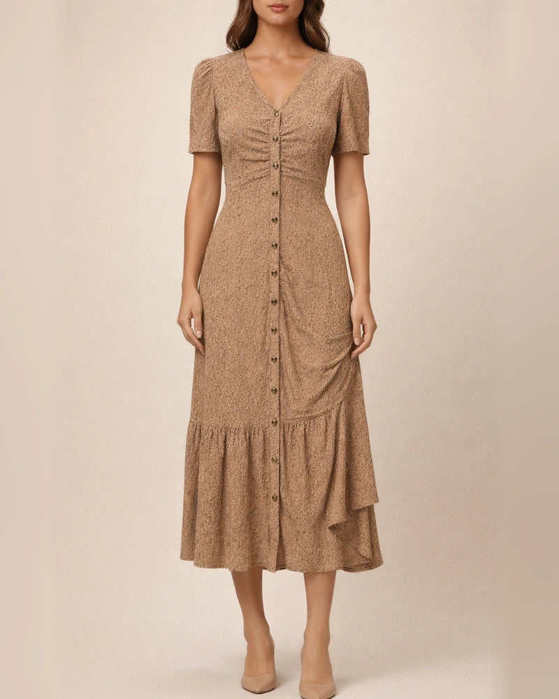 Women's New Arrival Summer V-neck Short-Sleeve Fashionable Asymmetrical Dress | JRSEE:3d5af104-0e34-4797-b906-4f61899820ec