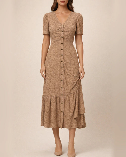 Women's New Arrival Summer V-neck Short-Sleeve Fashionable Asymmetrical Dress | JRSEE:3d5af104-0e34-4797-b906-4f61899820ec