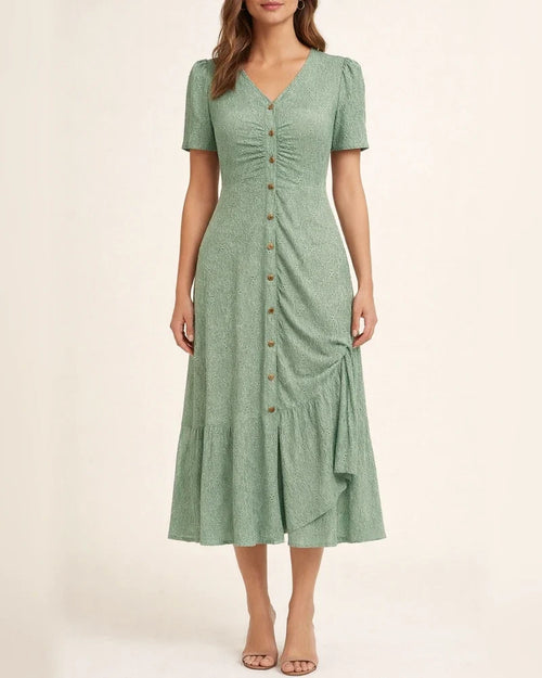 Women's New Arrival Summer V-neck Short-Sleeve Fashionable Asymmetrical Dress | JRSEE:04216365-e939-4cc2-ad20-cbcc80ecb9ca