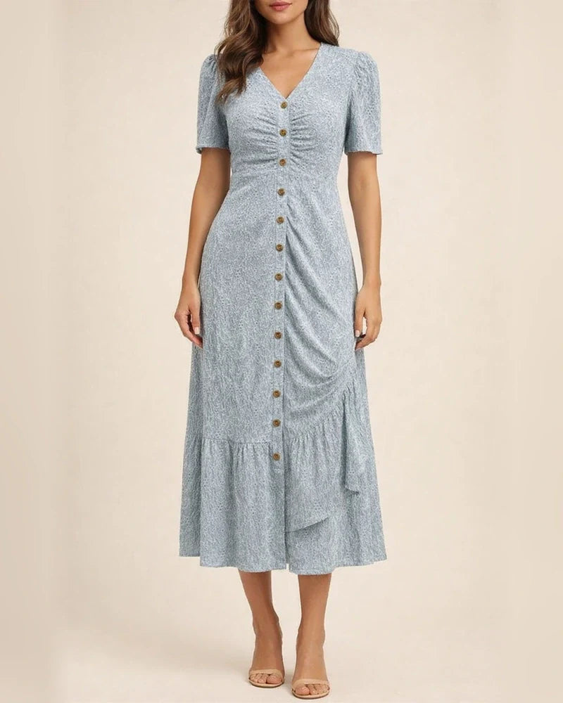 Women's New Arrival Summer V-neck Short-Sleeve Fashionable Asymmetrical Dress | JRSEE:982929df-da13-4653-8082-846469c33ae8