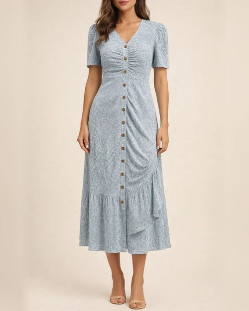Women's New Arrival Summer V-neck Short-Sleeve Fashionable Asymmetrical Dress | JRSEE:982929df-da13-4653-8082-846469c33ae8
