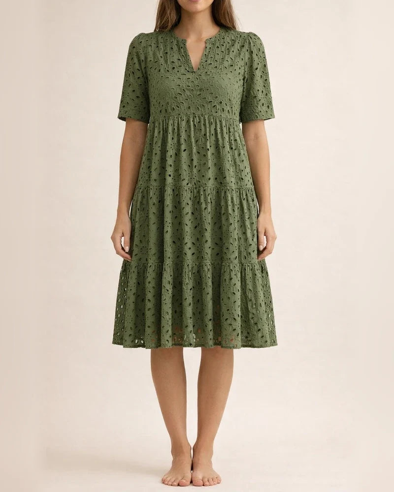 Women's New Arrival Summer V-Neck Short Sleeve Lace-Up Long Dress A-line Skirt | JRSEE:5fb15b24-9135-4608-9478-4a0c7a0b297b
