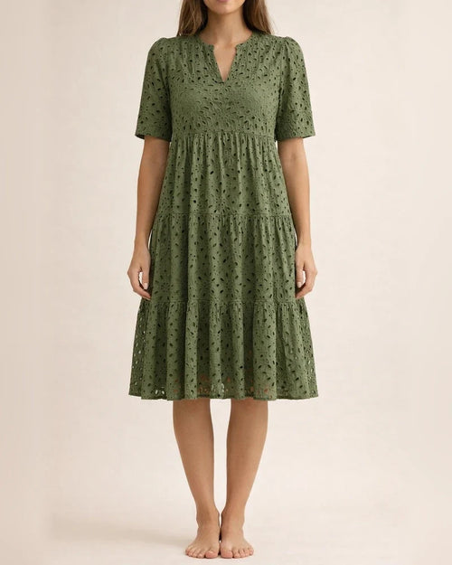 Women's New Arrival Summer V-Neck Short Sleeve Lace-Up Long Dress A-line Skirt | JRSEE:5fb15b24-9135-4608-9478-4a0c7a0b297b