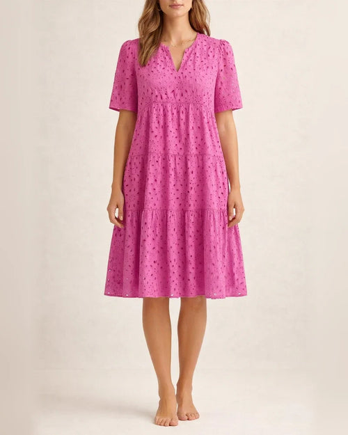 Women's New Arrival Summer V-Neck Short Sleeve Lace-Up Long Dress A-line Skirt | JRSEE:5efe6c04-3e5f-4204-8f1c-f96b8cf5c7ed