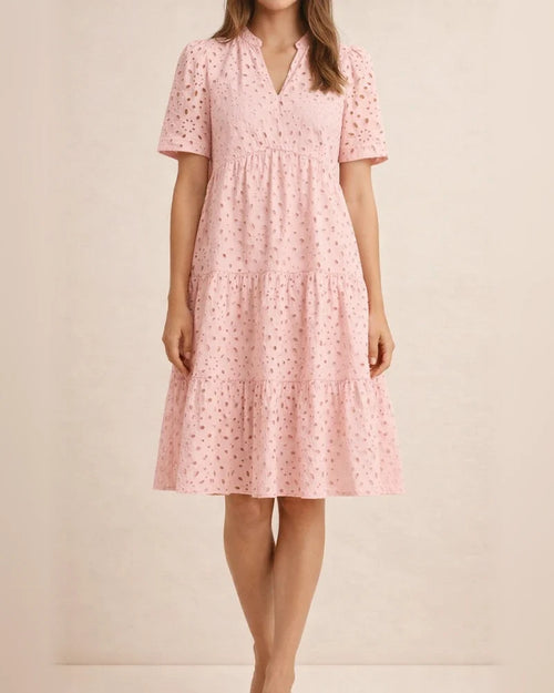Women's New Arrival Summer V-Neck Short Sleeve Lace-Up Long Dress A-line Skirt | JRSEE:a991c753-bced-461e-b068-f8b5c28b1682
