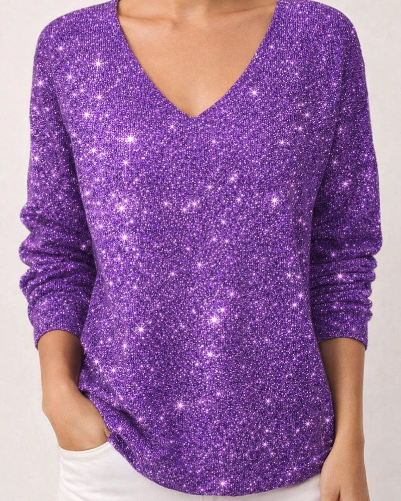 Women's New Drop-Shoulder V-Neck Long-Sleeve 3D Printed Top T-Shirt 2 | JRSEE:a28abe99-3463-4cba-8ba4-0095d0f8e854