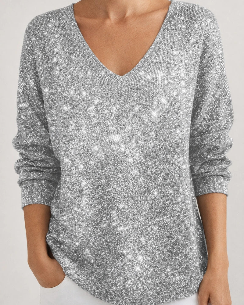 Women's New Drop-Shoulder V-Neck Long-Sleeve 3D Printed Top T-Shirt 2 | JRSEE:ae25d8f5-150c-4655-82b0-4c888f93f671