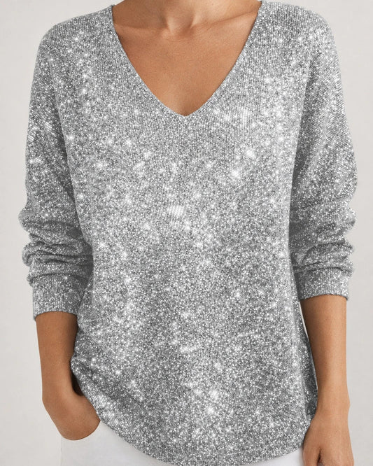 Women's New Drop-Shoulder V-Neck Long-Sleeve 3D Printed Top T-Shirt 2 | JRSEE:ae25d8f5-150c-4655-82b0-4c888f93f671