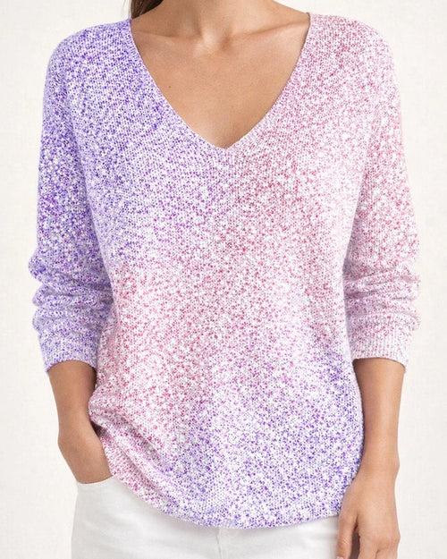 Women's New Drop-Shoulder V-Neck Long-Sleeve 3D Printed Top T-Shirt 2 | JRSEE:3d2b50f5-d032-46c1-aa5b-9b991cbf78e5