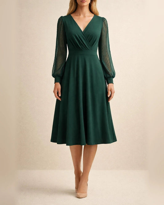 Women's New Fall and Winter Casual V-neck Solid Color Jacquard Long-sleeved Dresses | JRSEE:9290e8fd-f7c4-4521-8a47-ae31c851d778