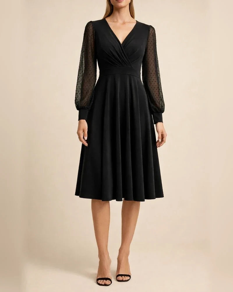 Women's New Fall and Winter Casual V-neck Solid Color Jacquard Long-sleeved Dresses | JRSEE:b0f7329d-795a-4160-a590-2440c850e8de