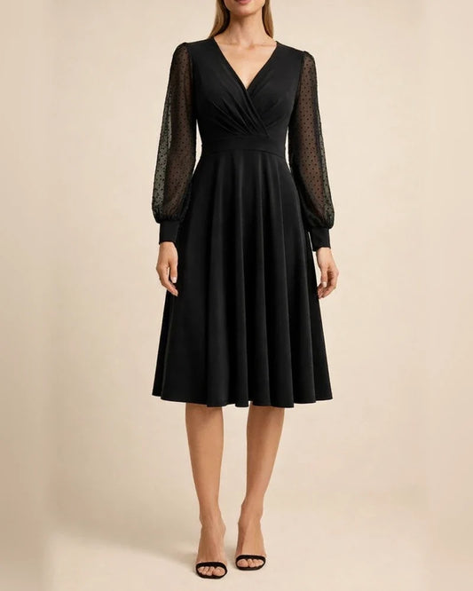 Women's New Fall and Winter Casual V-neck Solid Color Jacquard Long-sleeved Dresses | JRSEE:b0f7329d-795a-4160-a590-2440c850e8de