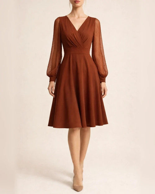Women's New Fall and Winter Casual V-neck Solid Color Jacquard Long-sleeved Dresses | JRSEE:c0996c28-90b9-4d55-ad99-aa29a595c0b3