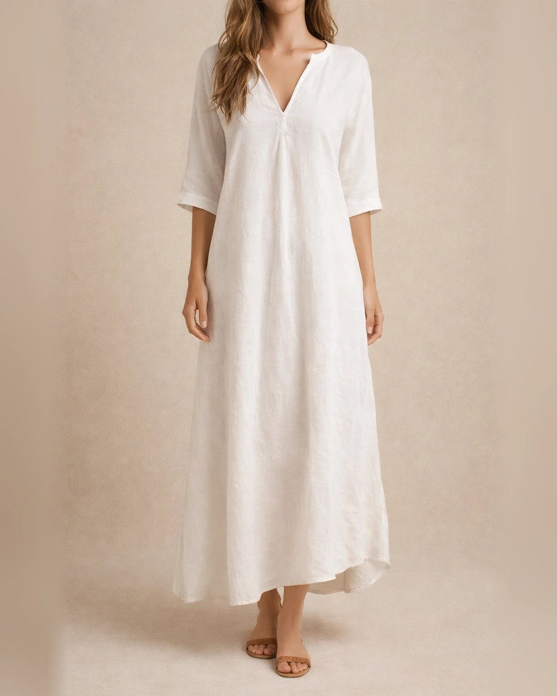 Women's New Fall and Winter Fashion Retro Comfortable Casual Printed V-neck Senior Sense of Cotton Linen Dress Female | JRSEE:b5d409b3-68c9-4d7a-86e8-bdc5e7961586