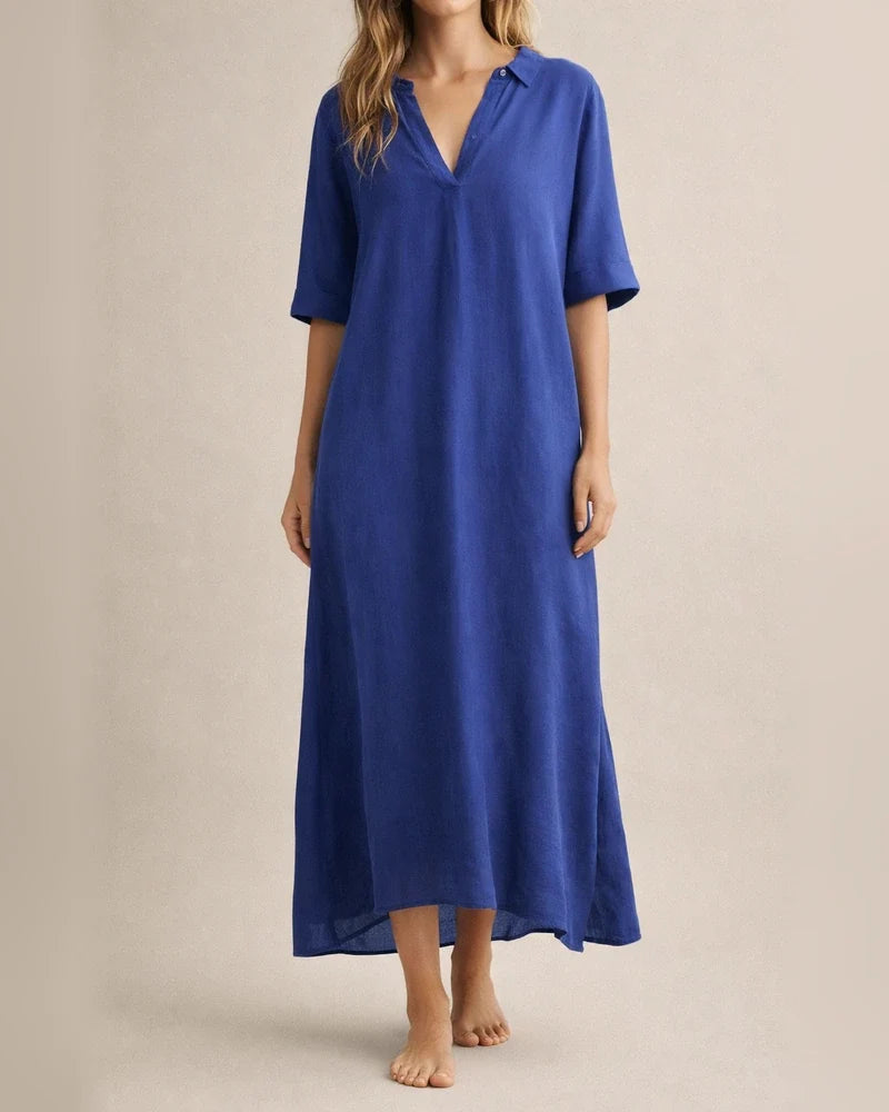 Women's New Fall and Winter Fashion Retro Comfortable Casual Printed V-neck Senior Sense of Cotton Linen Dress Female | JRSEE:a272aad8-5729-41b8-a6a6-e82bf104a496