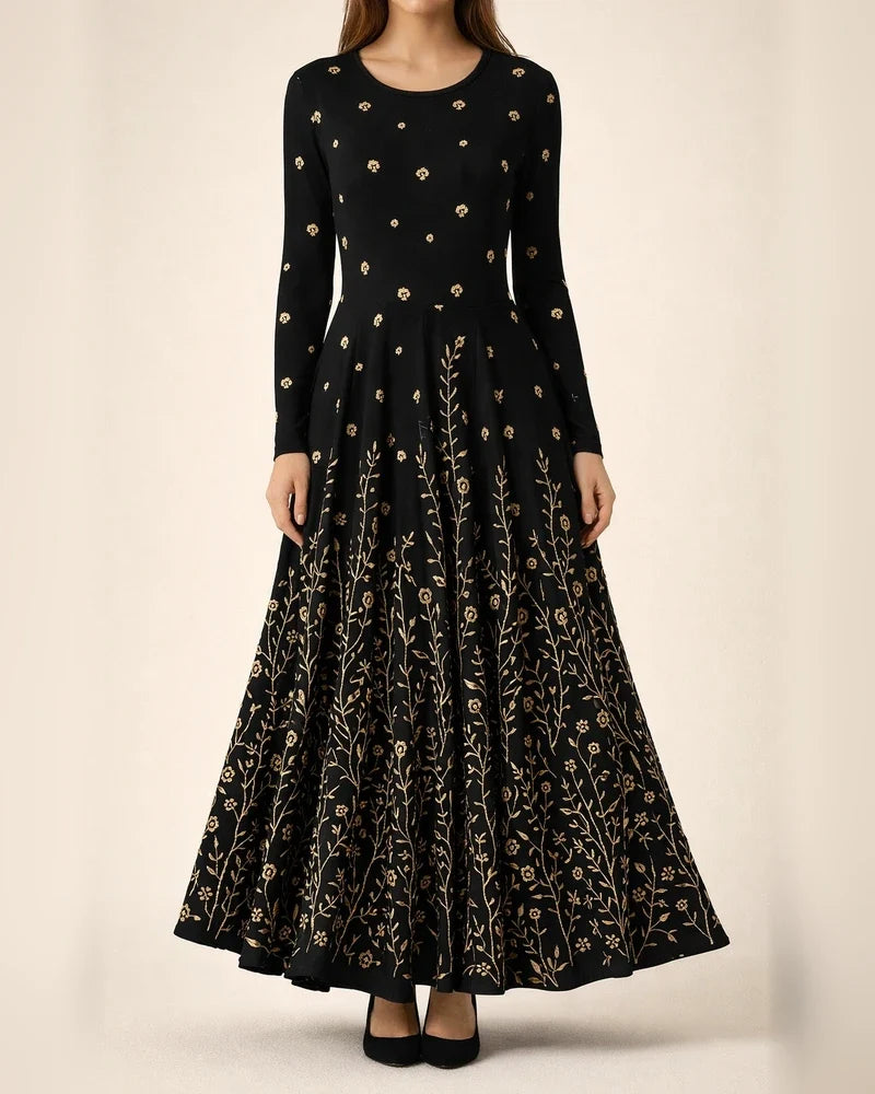 Women's New Fall and Winter Long-sleeved Bohemian Long Skirt Hem Printed Dresses | JRSEE:88b6a79b-bf99-42dd-8046-a9d45322bc62